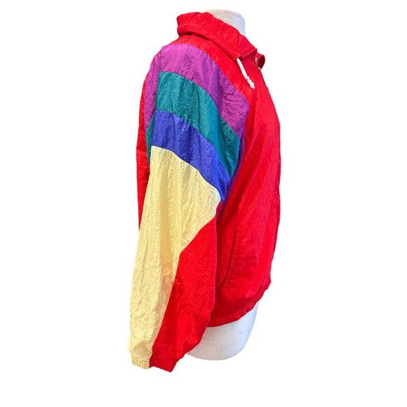 Vintage Sergio Tacchini Womens Colorblock Windbreaker Jacket Size 10 Red Multico - Picture 4 of 10